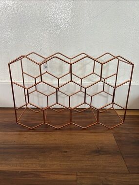 Crate&Barrel Copper Hexagon Wine Bottle Rack